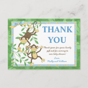 Monkey Baby Shower Thank You Card