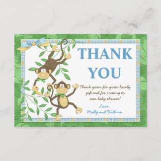 Monkey Baby Shower Thank You Card