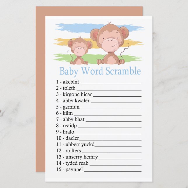 Monkey Baby word scramble game (Front/Back)