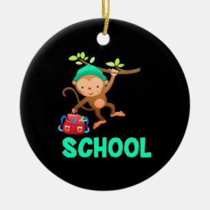 Monkey Back To School Ceramic Ornament