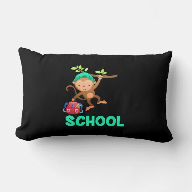 Monkey Back To School Lumbar Pillow (Front)