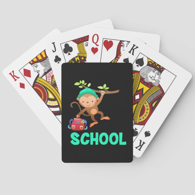 Monkey Back To School Playing Cards (Back)