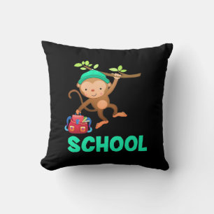 Monkey Back To School Throw Pillow