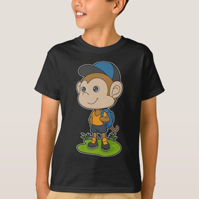 Monkey  Backpack Cap T-Shirt (Front)