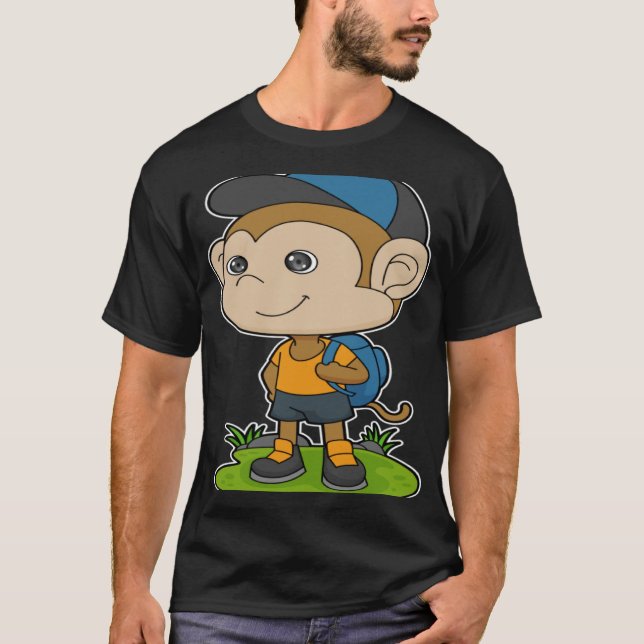 Monkey Backpack Cap T-Shirt (Front)