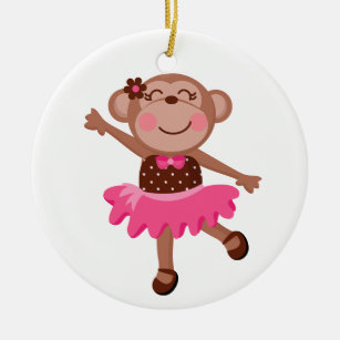 Monkey Ballerina Ceramic Ornament