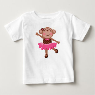 Monkey Ballerina Girly Baby Sleeveless Dress T-Shirt