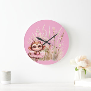 Monkey Ballerina Large Clock