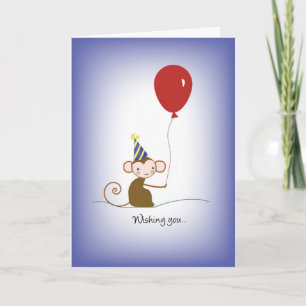 Monkey & Balloon Birthday Card