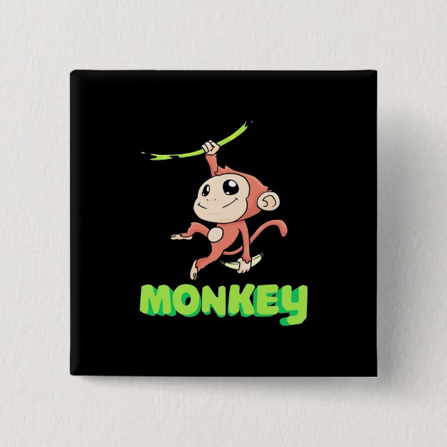 Monkey Banana 2 Inch Square Button (Front)