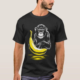 Monkey Banana Art Animal Lover Motif Men Women Dra T-Shirt