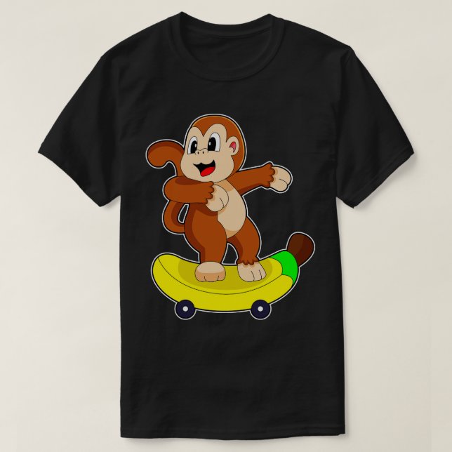 Monkey Banana Skater Skateboard T-Shirt (Design Front)