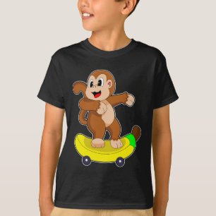 Monkey Banana Skater Skateboard T-Shirt