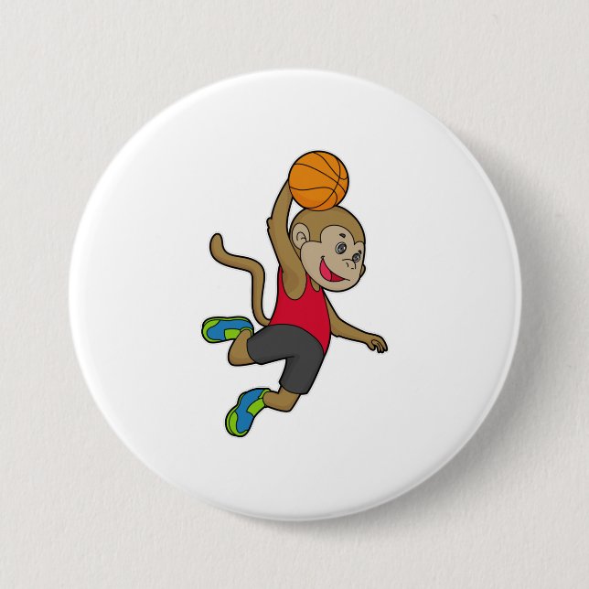 Monkey Basketball player Basketball 3 Inch Round Button (Front)