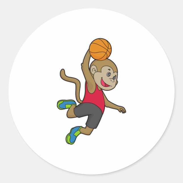 Monkey Basketball player Basketball Classic Round Sticker (Front)