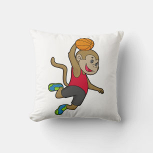 Monkey Basketball player Basketball Throw Pillow