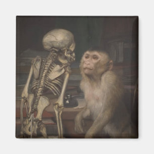 Monkey Before a Skeleton (by Gabriel von Max) Magnet