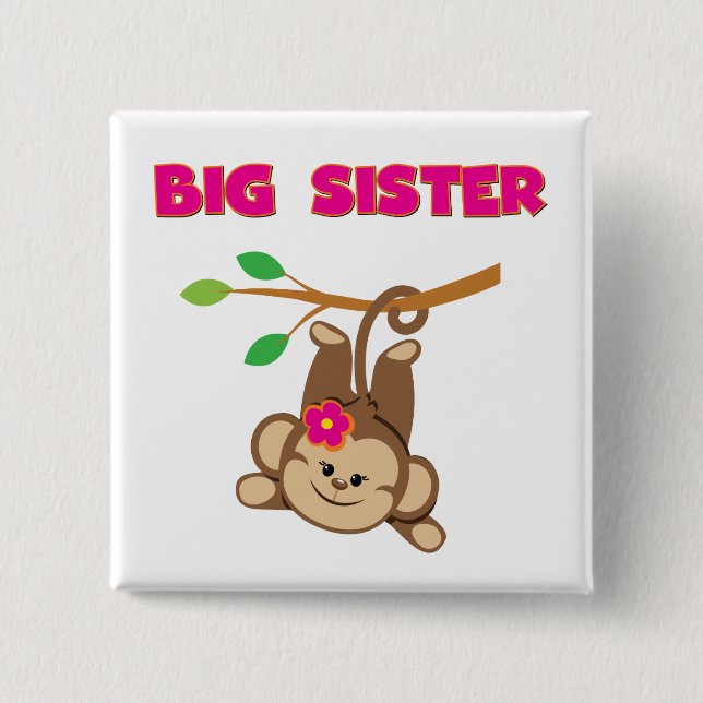 Monkey Big Sister 2 Inch Square Button (Front)