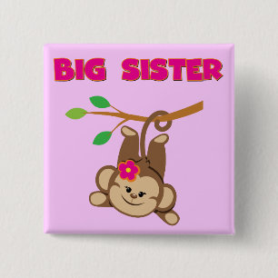 Monkey Big Sister 2 Inch Square Button