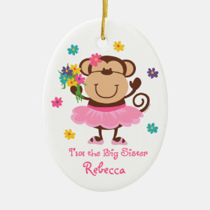 Monkey Big Sister Personalized Ornament