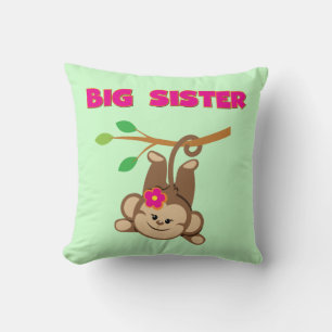 Monkey Big Sister Throw Pillow