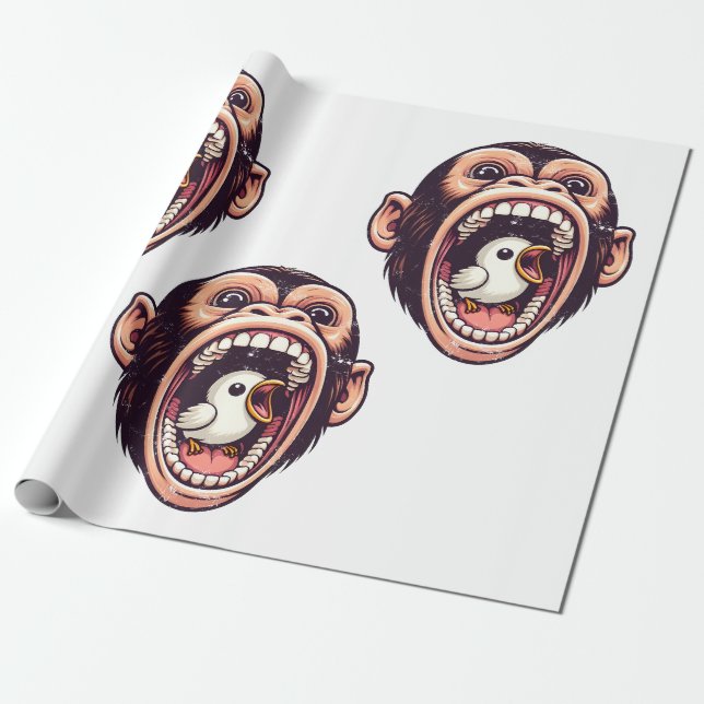 Monkey Bird Wrapping Paper (Unrolled)