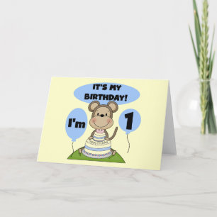 Monkey Birthday Boy 1st Card