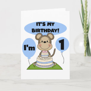 Monkey Birthday Boy 1st Card