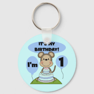 Monkey Birthday Boy 1st Keychain