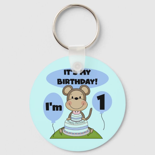 Monkey Birthday Boy 1st Keychain (Front)