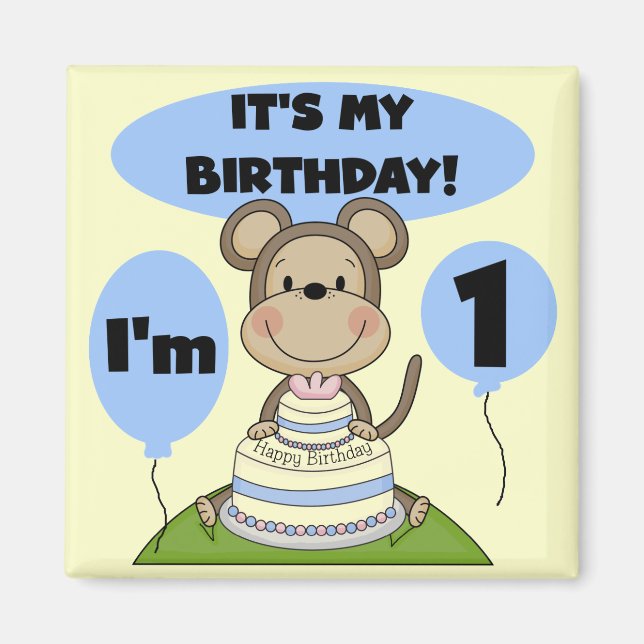 Monkey Birthday Boy 1st Magnet (Front)