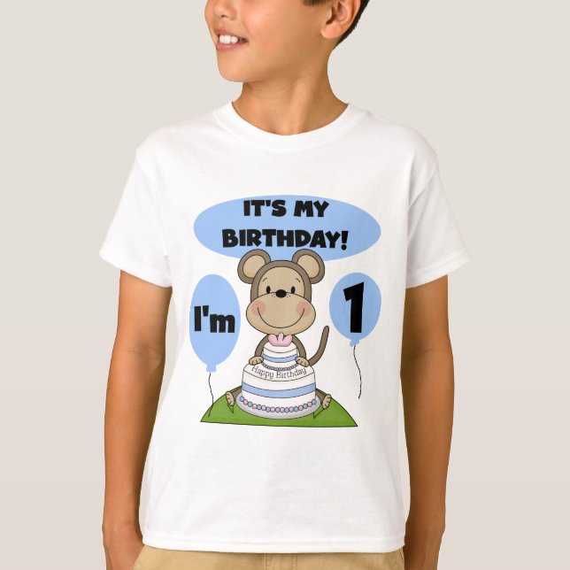 Monkey Birthday Boy 1st T-Shirt (Front)