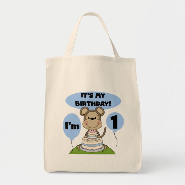 Monkey Birthday Boy 1st Tote Bag (Front)