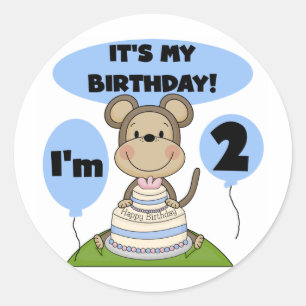 Monkey Birthday Boy 2nd Tshirts and Gifts Classic Round Sticker