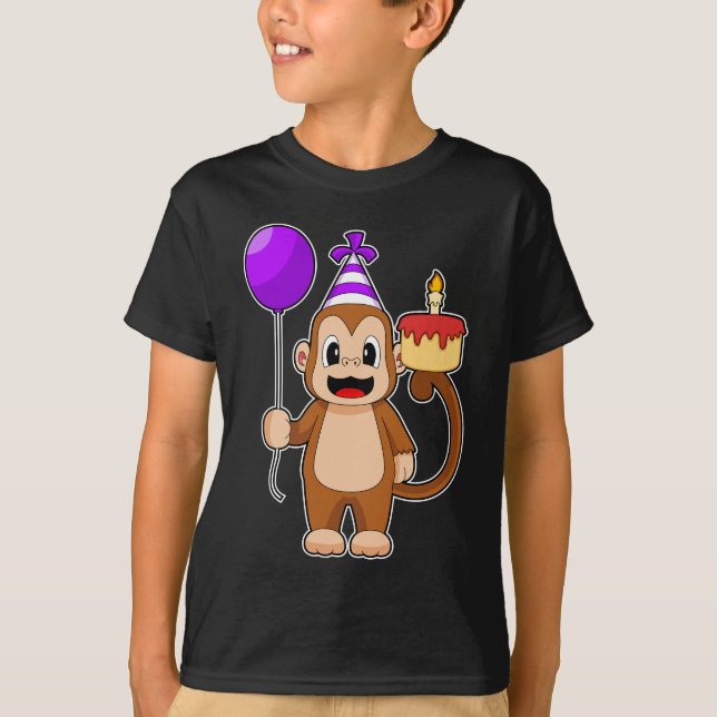 Monkey Birthday Cake Balloon T-Shirt (Front)