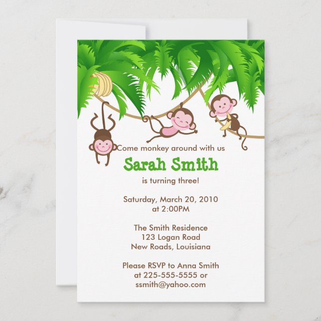 Monkey Birthday Invitation (Front)