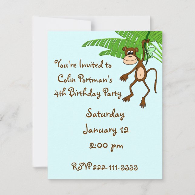 Monkey Birthday Invitation (Front)