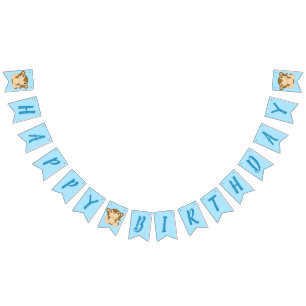 Monkey Birthday Party Blue Bunting Flags