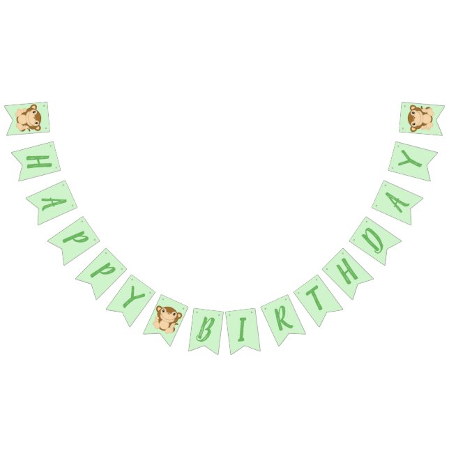 Monkey Birthday Party Green Bunting Flags (All)