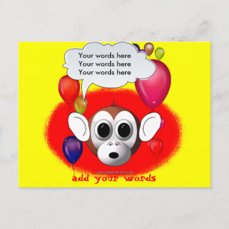 Monkey Birthday Party Invitation Postcard