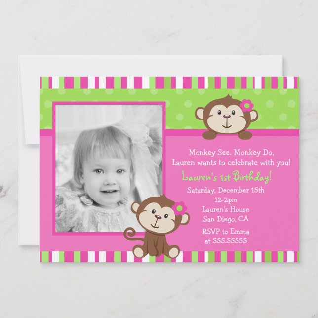 Monkey Birthday Party Invitations (Front)