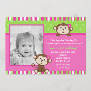 Monkey Birthday Party Invitations