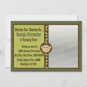 Monkey Birthday Photo Invitation