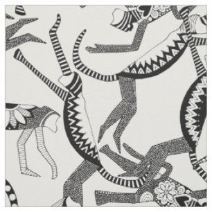 monkey black white fabric