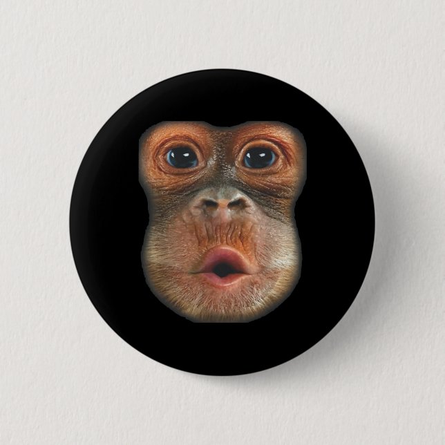 Monkey Blowing Stomach Face  2 Inch Round Button (Front)