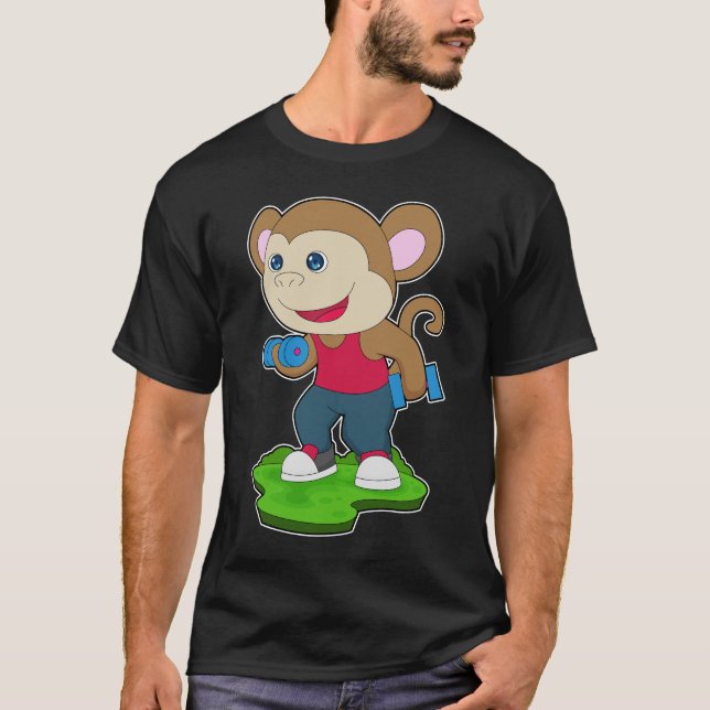 Monkey Bodybuilding Dumbbell T-Shirt (Front)