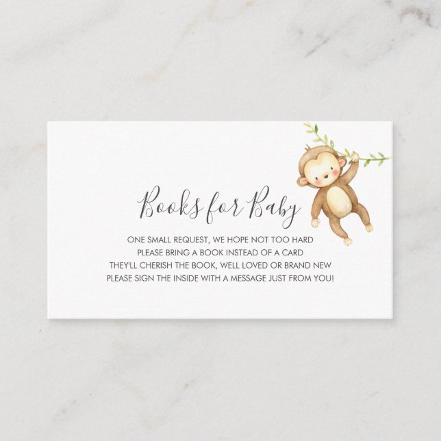 Monkey Book Request Baby Shower insert card (Front)