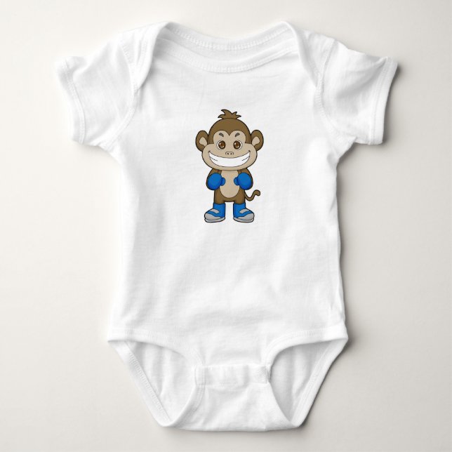 Monkey Boxing Boxer Boxing gloves Baby Bodysuit (Front)