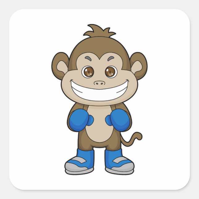 Monkey Boxing Boxer Boxing gloves Square Sticker (Front)