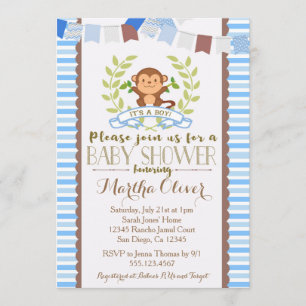 Monkey Boy Baby Shower Invitation